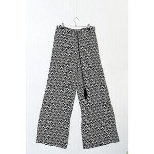 Pants Store Black and White print Wide leg draw string pull on pants 28-30 Waist